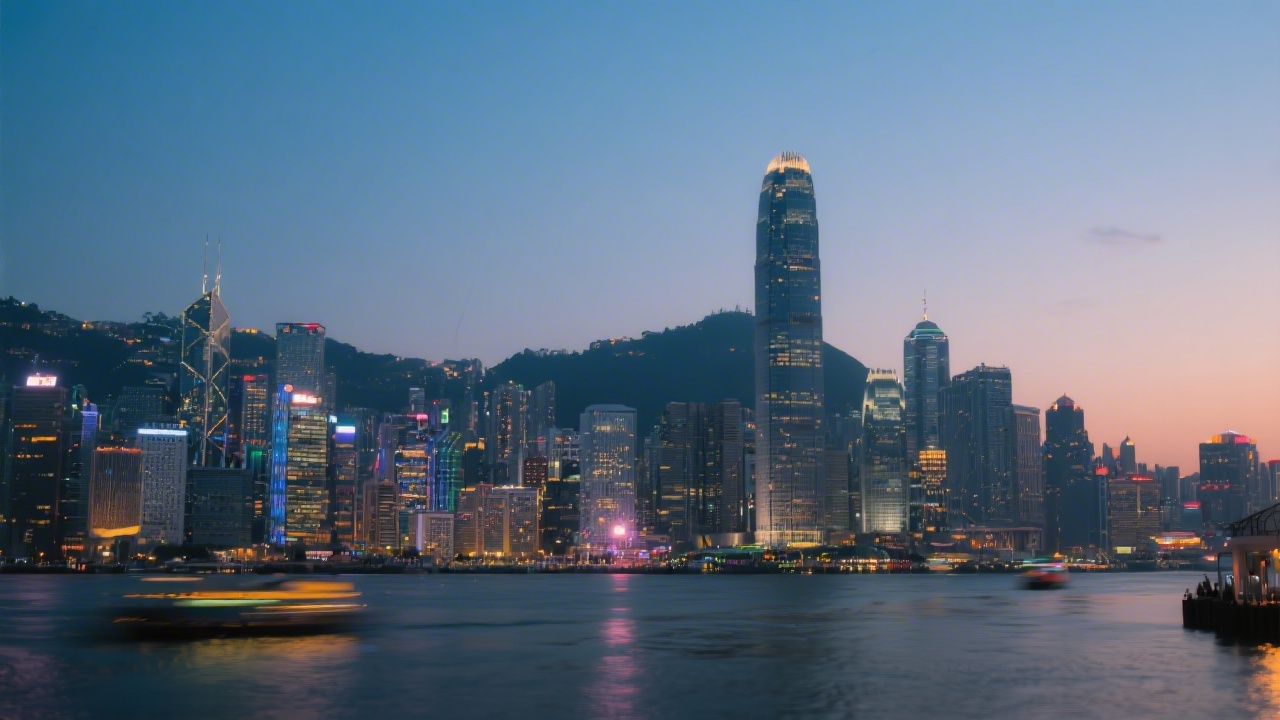 Modern Hong Kong skyline at dusk with harbor lights, symbolizing a competitive digital market environment and a professional setting for performance advertising education.